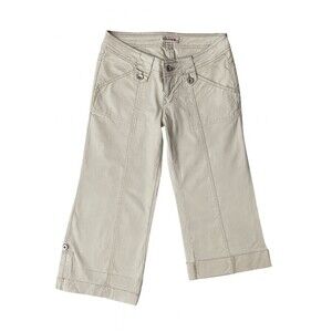 Vintage Y2K Low Rise Utility Roll Tab Pants Size 3 Khaki Convertible Wide Leg